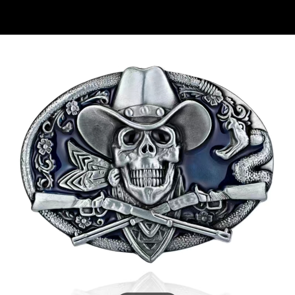 Skull Cowboy Belt Buckle Western Guns Snake Vintage Style Biker Rodeo